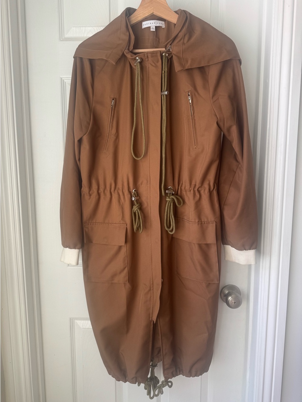 Endless Rose Caramel Brown Hooded Utility Anorak